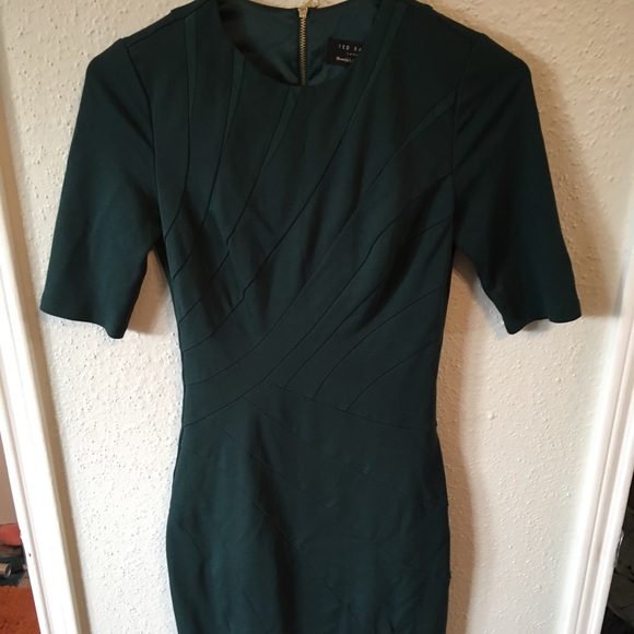 Forest Green Knee Length Dress